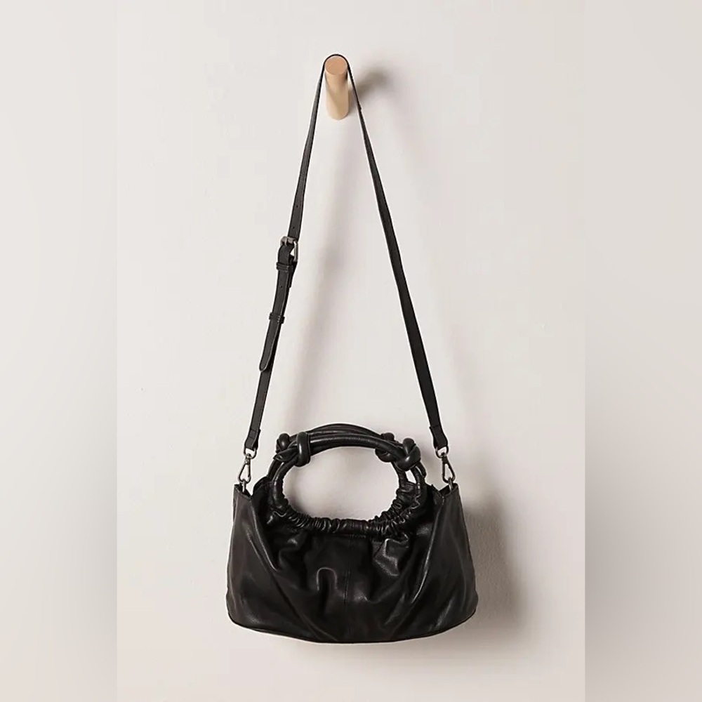 NWOT Free People Head Over Heels Black 100% Leather Convertible Crossbody